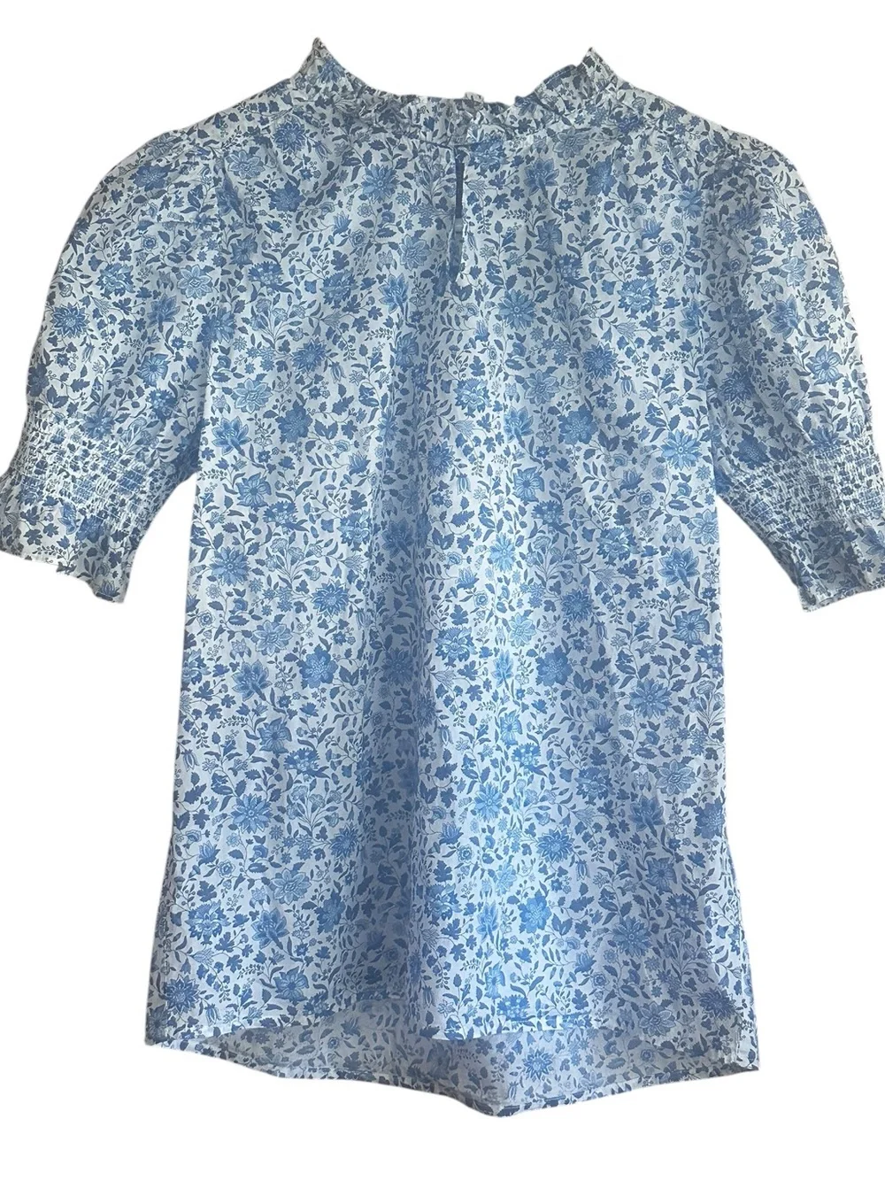 J.Crew Ruffleneck Keyhole Floral Top in Liberty Grace Emily Bell fabric Size XXS